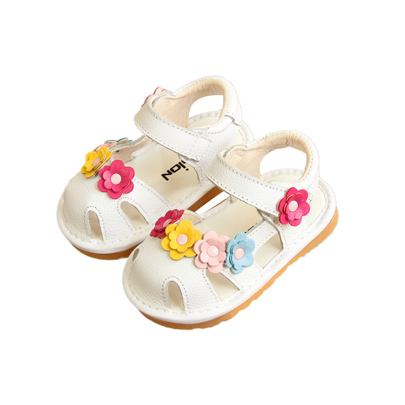 Baby sandals Soft soled toddler shoes for baby girls 1-2 flower anti-kick non-slip shoes