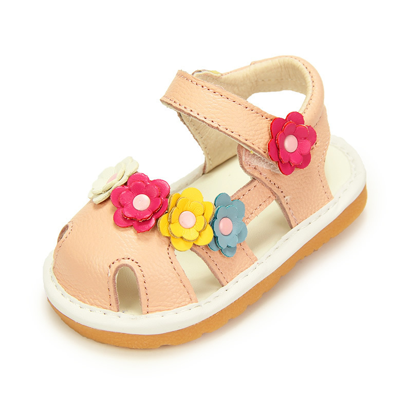 Baby sandals Soft soled toddler shoes for baby girls 1-2 flower anti-kick non-slip shoes