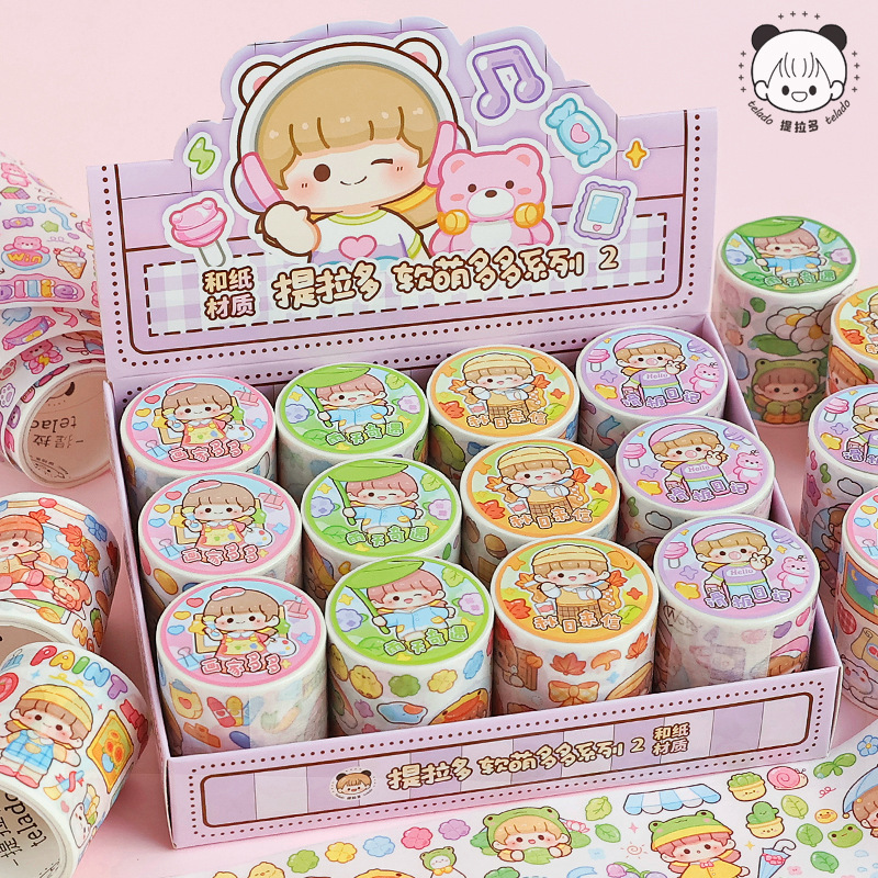 Telado 2m Boxed and Paper Tape Cute Girl Hand Account Sticker Wholesale Decorative Stickers