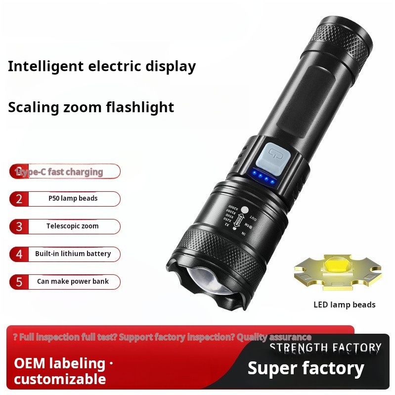 Strong Light Flashlight Usb White Laser Portable Charging Ultra Bright Emergency Outdoor Flashlight