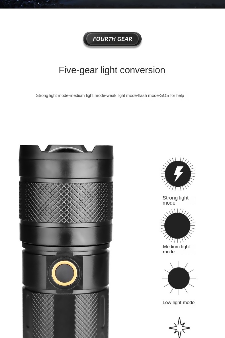 Portable  Powerful Flashlight Long Range  Light Led Chargeable Hunting Hand Torch Lights