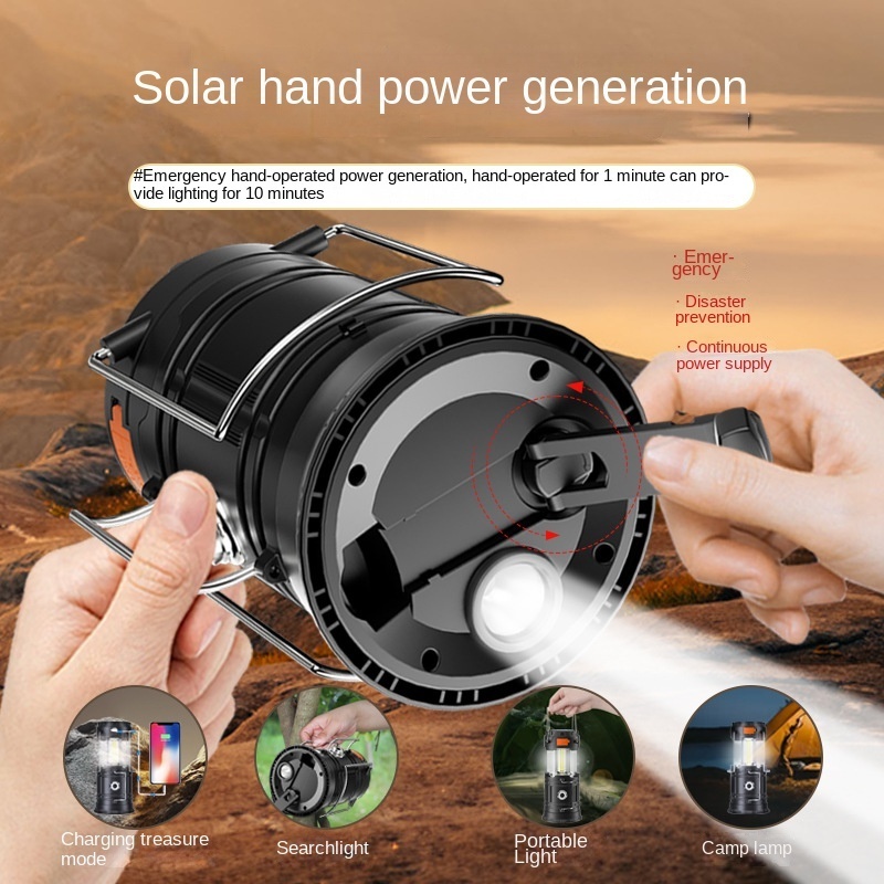 Outdoor Led Camping Rechargeable Tent Lighting Portable Hand Cranked Solar Emergency Light