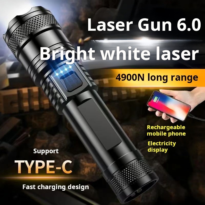 New Super Strong Light Outdoor Patrol Spotlight Long Range Zoom Large Flood Flashlight