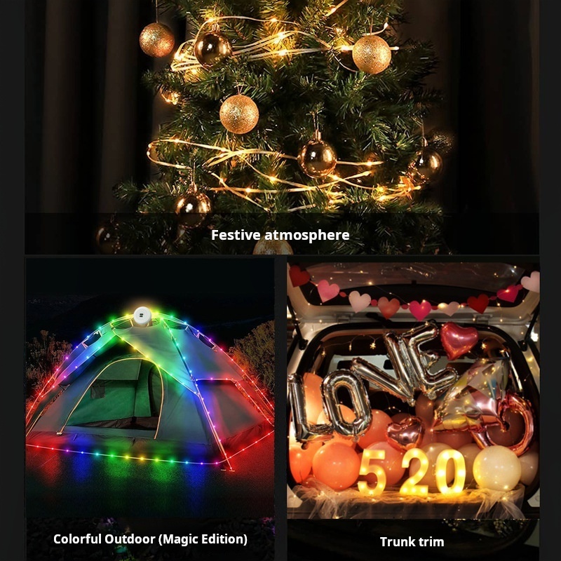 Outdoor Atmosphere Light Led Tent Rgb Decorative Lantern App Canopy Camping Light String