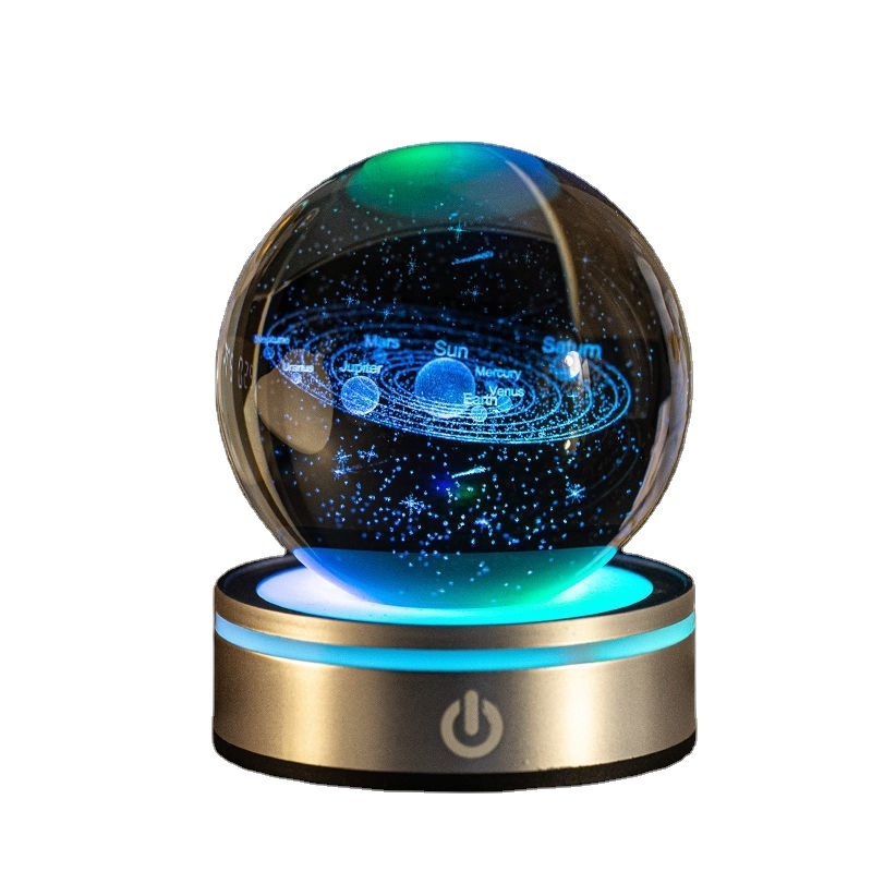 3d Internally Carved Luminous Crystal Ball Gift Colorful Gradient Plug In Baby Night Light