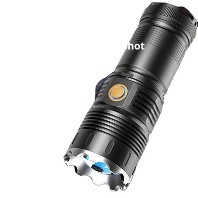 Led Super Strong Light Outdoor Patrol Spotlight Long Range Zoom White Lep Flashlight Laser