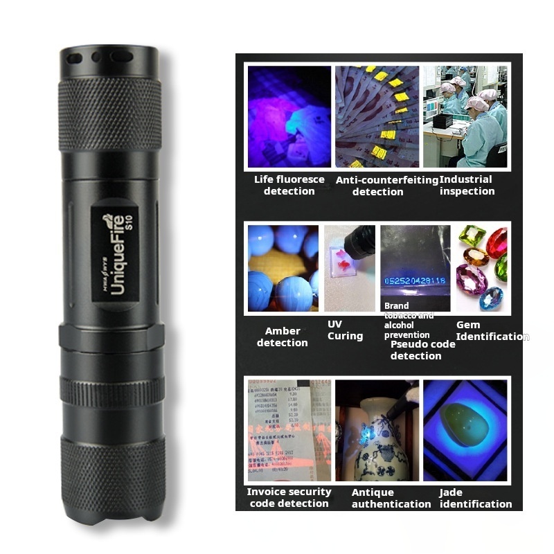 Purple Led Fluorescent Detection Pen 365nm Rechargeable Uv Tactical Flashlight And Laser