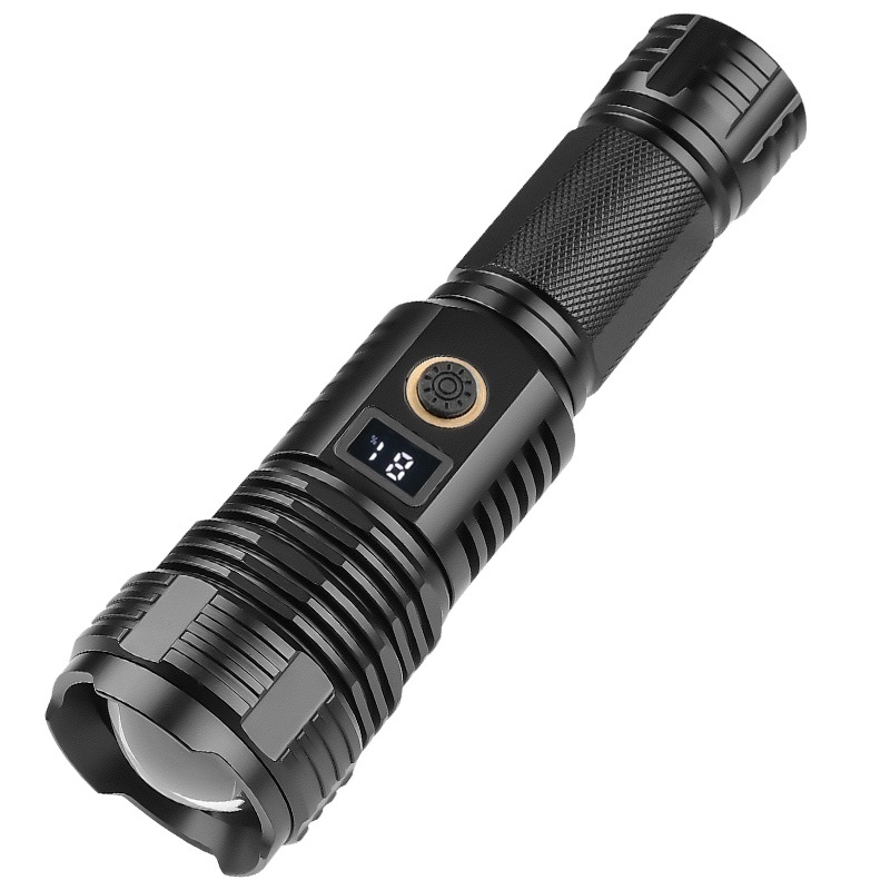 Digital Display Strong Light Zoom Type C Usb Rechargeable Outdoor Head Xhp70 Brightest Flashlight