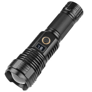 Digital Display Strong Light Zoom Type C Usb Rechargeable Outdoor Head Xhp70 Brightest Flashlight