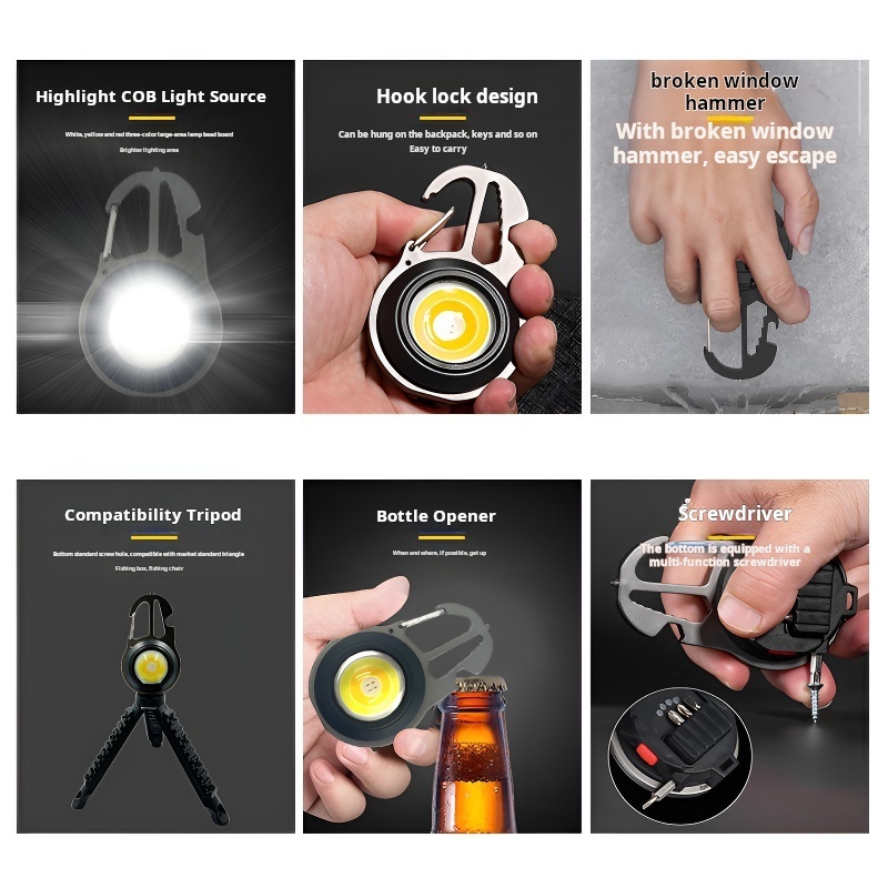 Outdoor Multifunctional Keychain Cob Work Lamp Emergency Maglite Rechargeable Led Flashlight