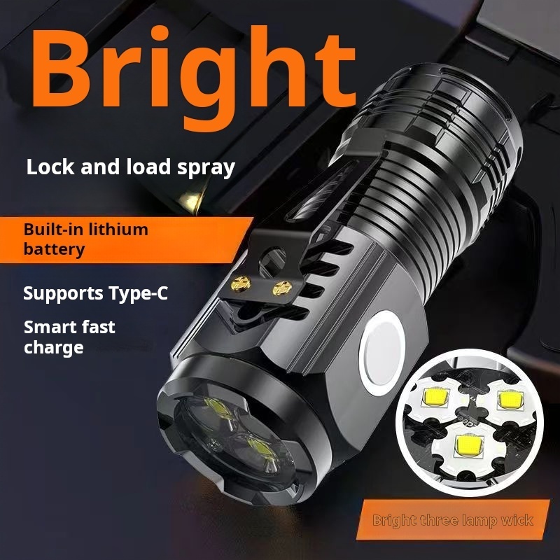 Flashlight Bright Usb Rechargeable Outdoor Home Explosive Mini Small Steel Cannon Flashlight