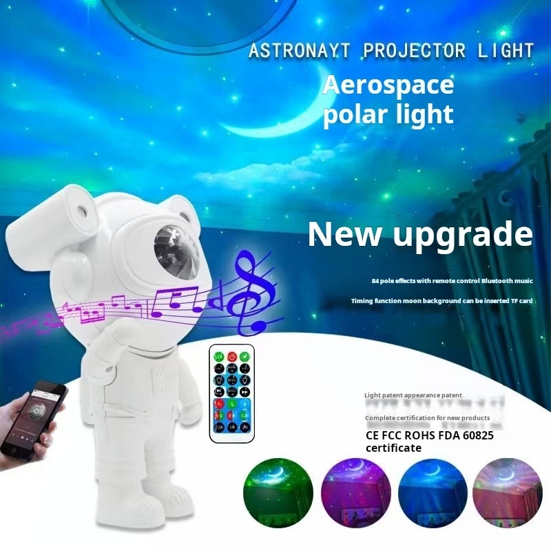 Starry Sky Projector New Bluetooth Music Aurora Atmosphere Projector Astronaut Ornaments Night Light