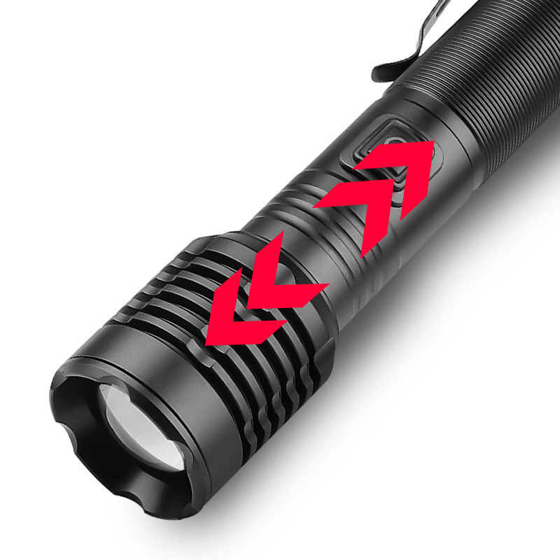 New Xhp50 Strong Zoom Light Type C Rechargeable Multi Function Flashlight With Pen Clip