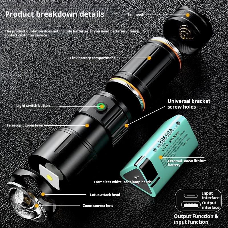 Strong Light Long Range Flashlight Ultra Bright Rechargeable White Laser Outdoor Flashlights