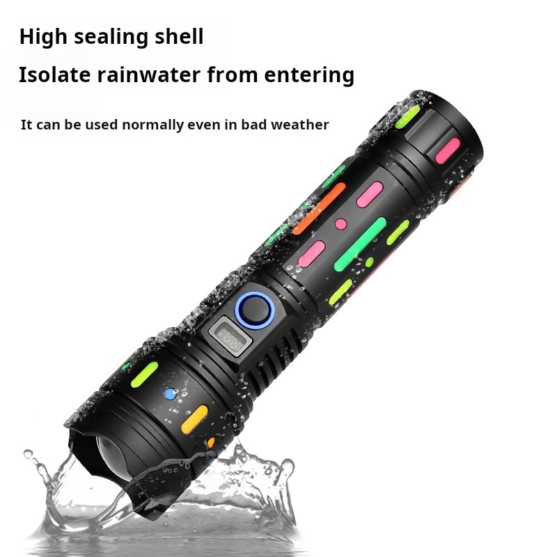 Flashlight Strong Light Ultra Bright Lithium Battery Digital Display Led Lep White Laser Flashlight