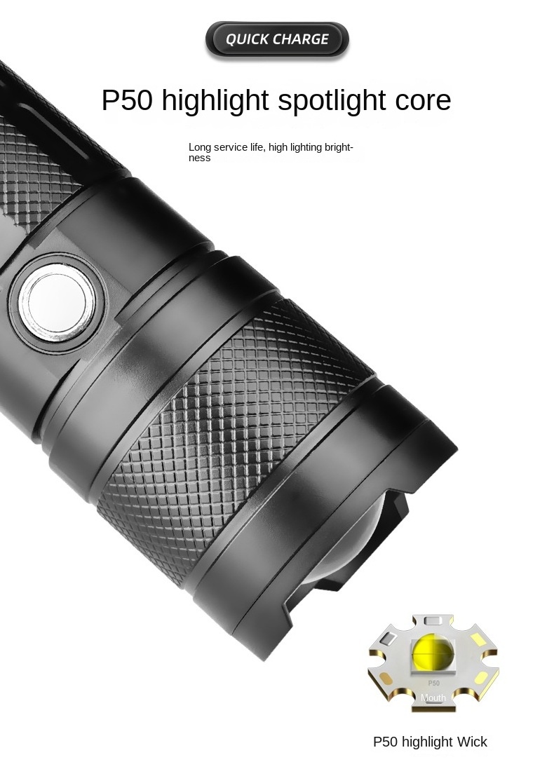 Portable  Light  Rechargeable Flashlight High Power Led Waterproof Diving Flashlight