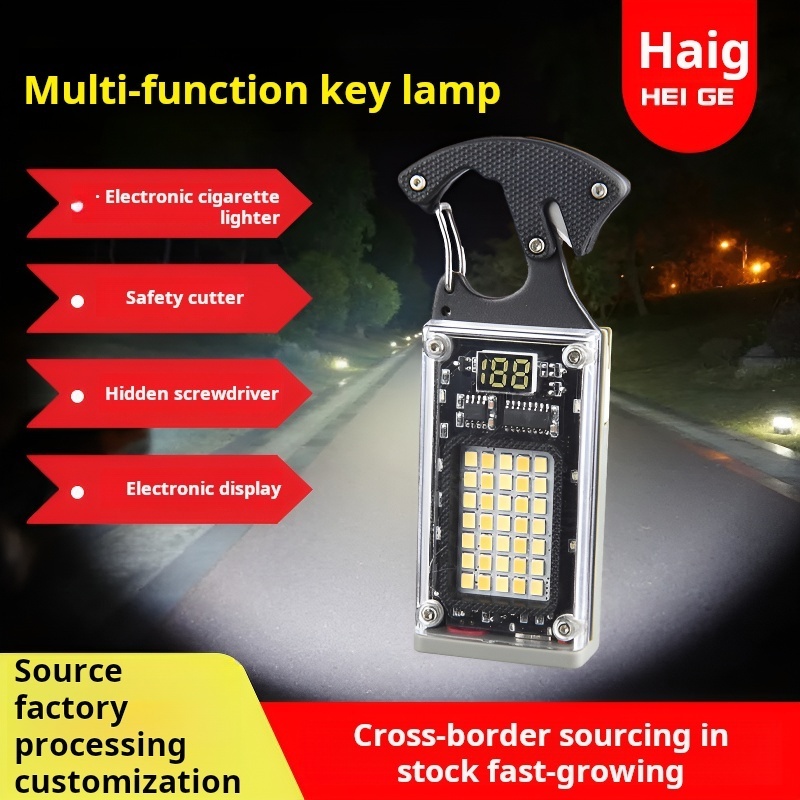 Multifunctional Keychain Lamp Emergency Screwdriver Wrench Bottle Opener Led Flashlight