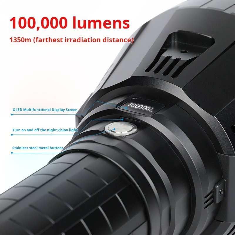 Long Range 1.5 Kilometers Outdoor Caving Strong Light Flashlight 100000 Lumens Waterproof