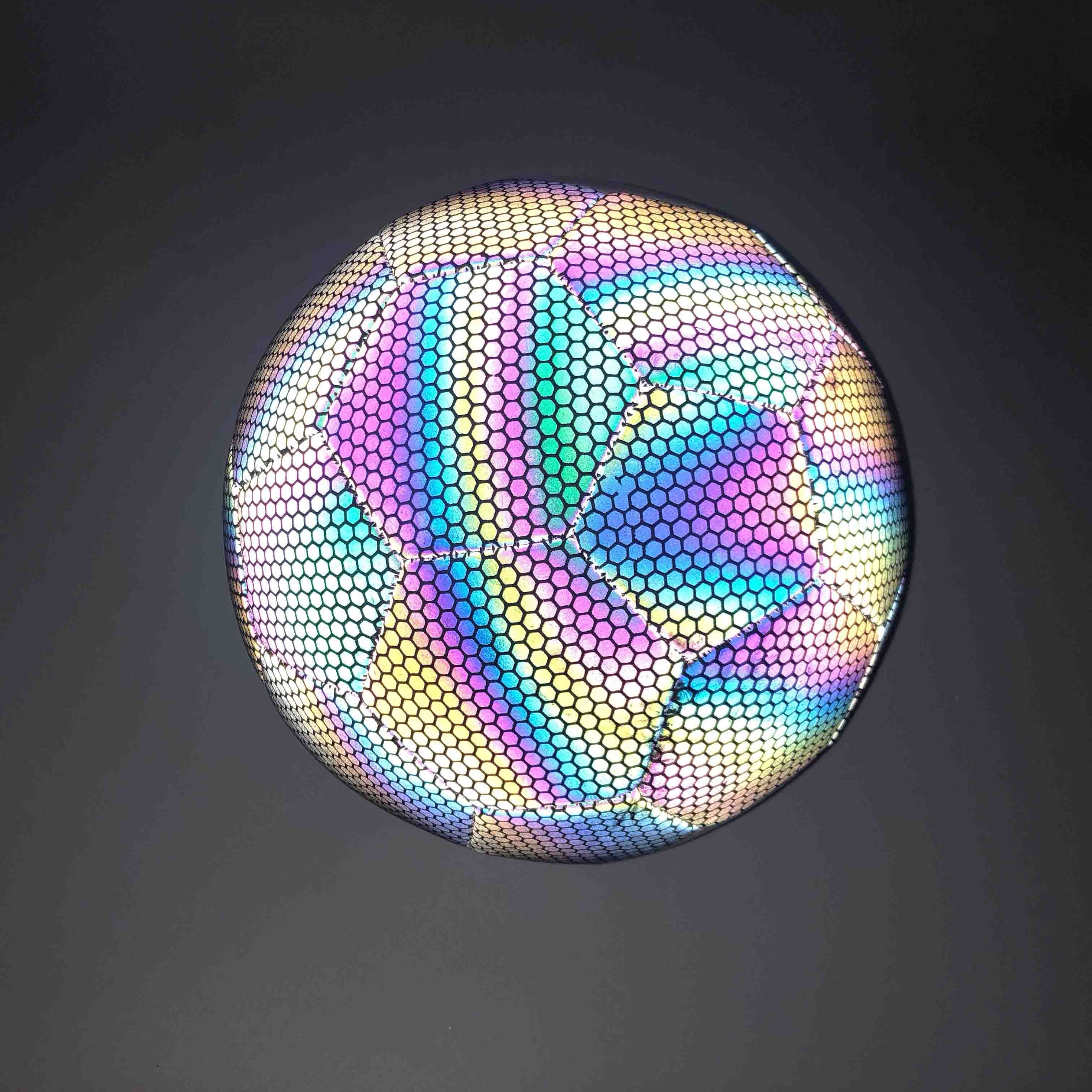 New Glowing in the dark Reflective Official Size 5 light up holographic leather Soccer Ball