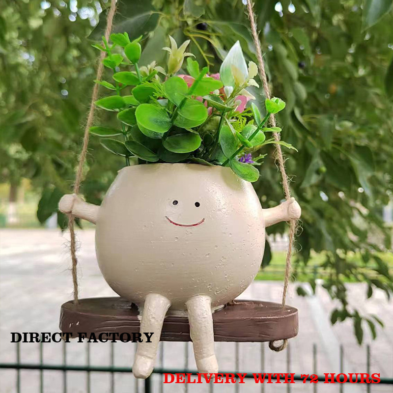 2024 New Product resin Cute hanging pot for plants Creative Garden Decoration with Drainage flowerpot wall resinhandicraft