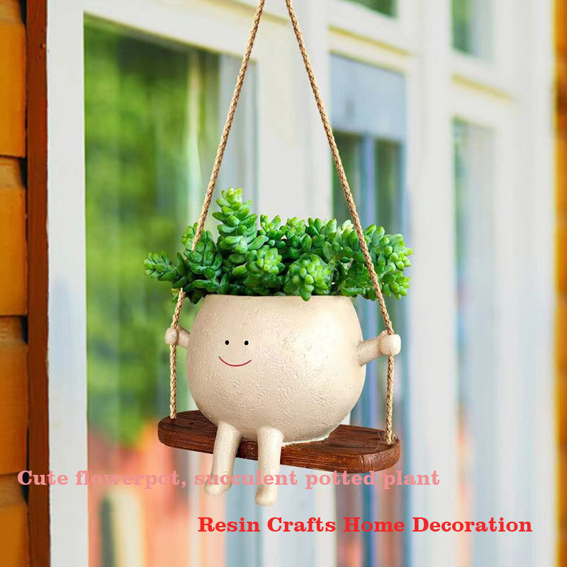 2024 New Product resin Cute hanging pot for plants Creative Garden Decoration with Drainage flowerpot wall resinhandicraft