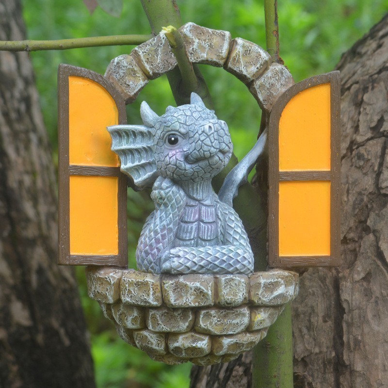 2023Jeshark Resin Crafts Ornament Status  For Wall Decoration Lovely County  Dragon Sculpture  Outdoor Window Dragon Statue