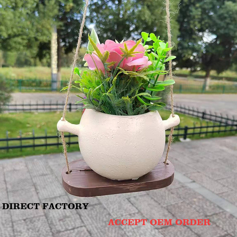 2024 New Product resin Cute hanging pot for plants Creative Garden Decoration with Drainage flowerpot wall resinhandicraft