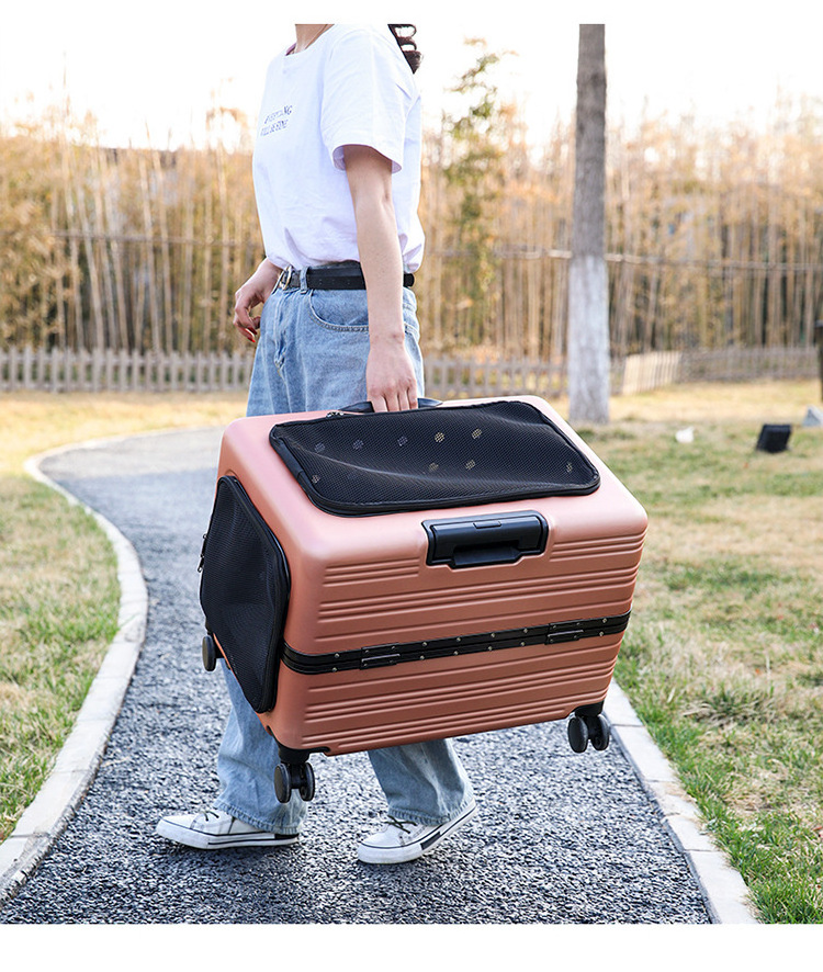 2023 New Pet Case Large Pet Air Case PC Universal Wheel Pet Trolley Case Dog Outgoing Portable Bag