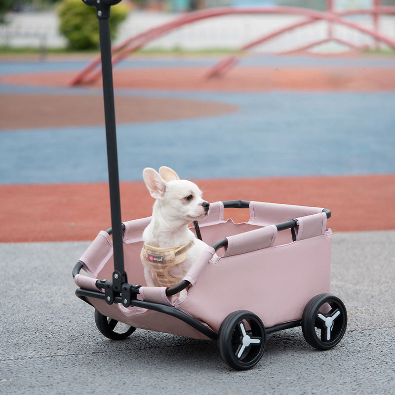 Lightweight Folding Pet Trolley Dog Car Pet Stroller With Small To Medium Dog Luxury Dog Cat Cart With 4 Wheels