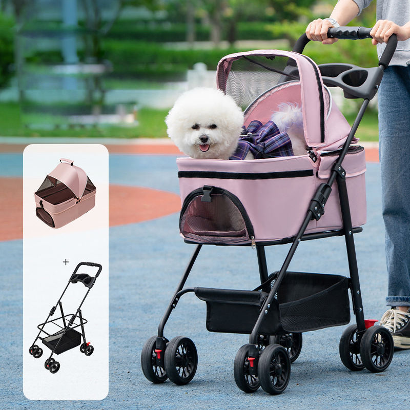 Factory Wholesale Custom Folding Luxury 4 Wheel Double Cheap Cat Dog Pet Stroller