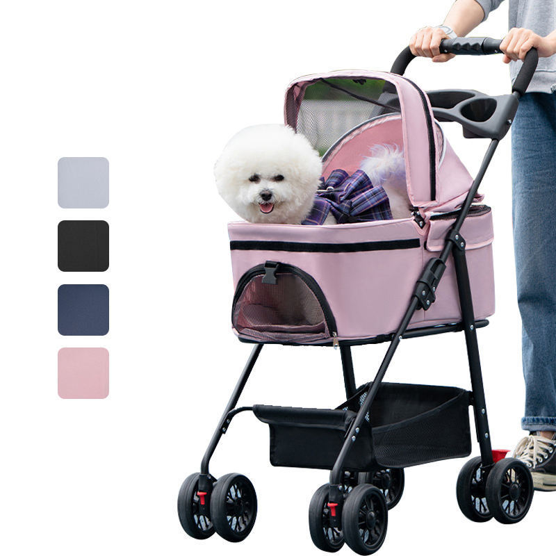 Factory Wholesale Custom Folding Luxury 4 Wheel Double Cheap Cat Dog Pet Stroller