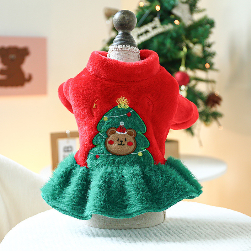 2023 Wholesale Hot Designer Winter Christmas Dress Up Warm Festive Cute Dog Sweater Coat For Puppies