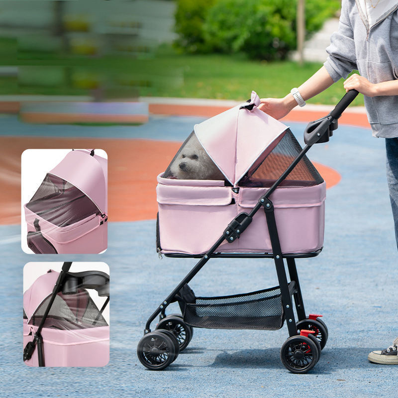 Factory Wholesale Custom Folding Luxury 4 Wheel Double Cheap Cat Dog Pet Stroller