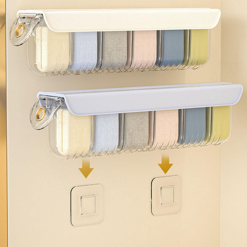 New Arrivals Home Closet Drawer Socks Separator Organizer Wall Mounted Underwear Storage Box Transparent Carton PET Plastic 1pcs