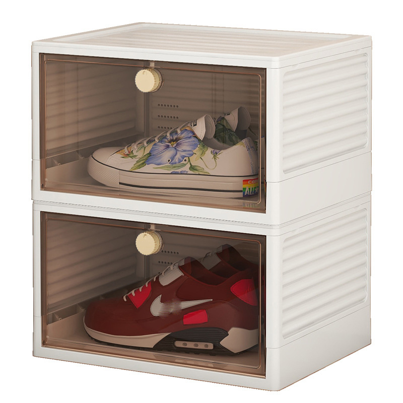 New Factory Price Wholesale Stacking Foldable Shoe Storage Box Clear Plastic Display Folding Sneaker Storage Box