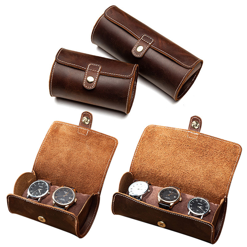 Pu packaging case luxury box leather wrist watch storage box display case watch roll box