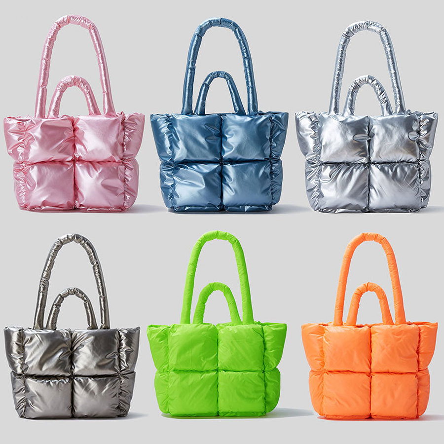 2022 Puff Nylon Winter Puffer Bags Shoulder Women Handbags Puffer Quilted Women's Tote Bag Ladies Luxury Purses and Handbags