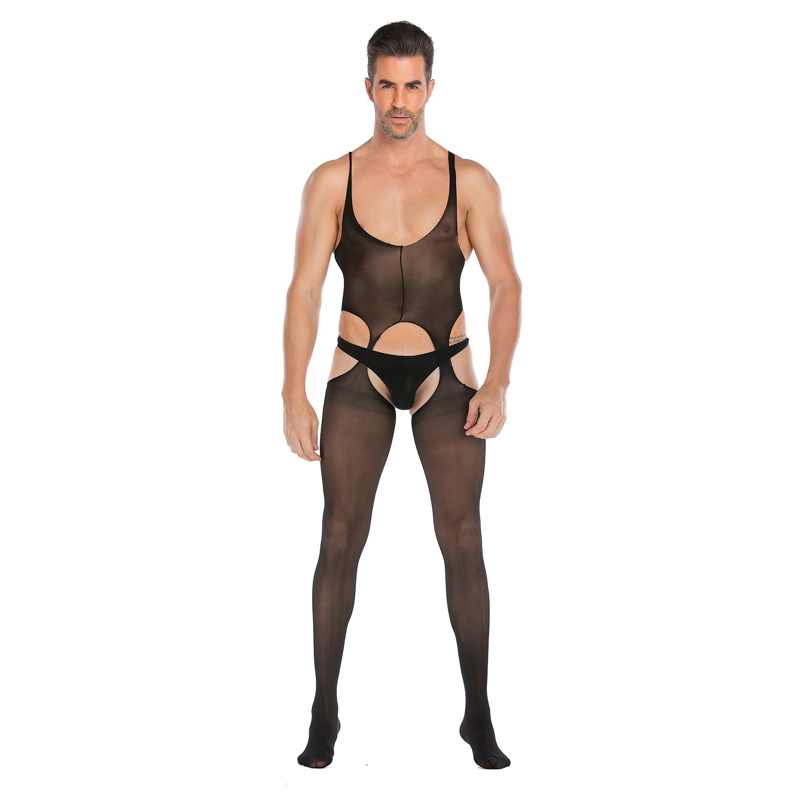 Sexy Men's See Through Fishnet Pantyhose Tights Stretchy Full Bodysuits Stockings