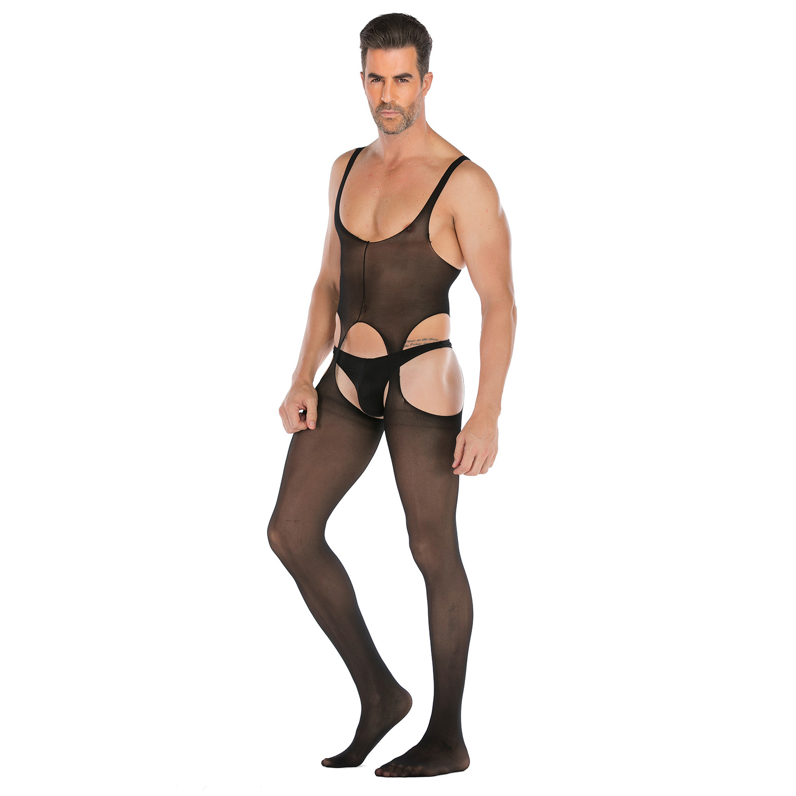 Sexy Men's See Through Fishnet Pantyhose Tights Stretchy Full Bodysuits Stockings