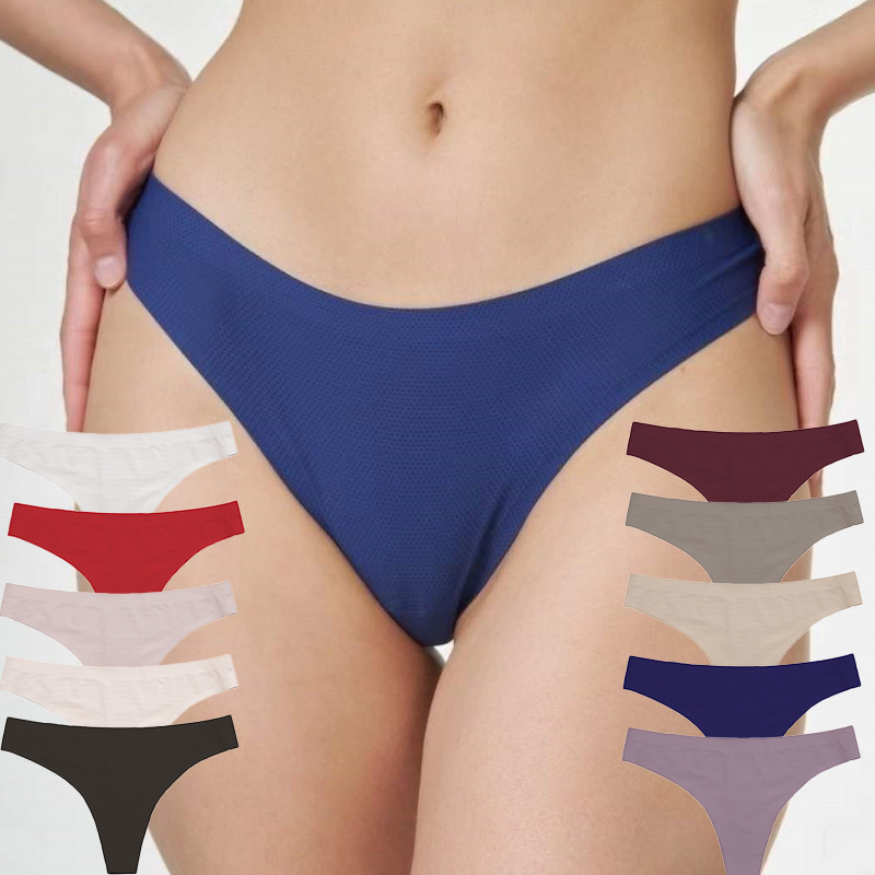 2023 Seamless Panties Woman Oem Sexy Seamless Panties Thong Mesh Size Panties Women Underwear With Various Solid Colors