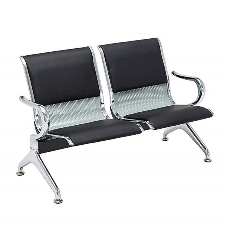 Hospital metal airport waiting chair double Leather seater for sale