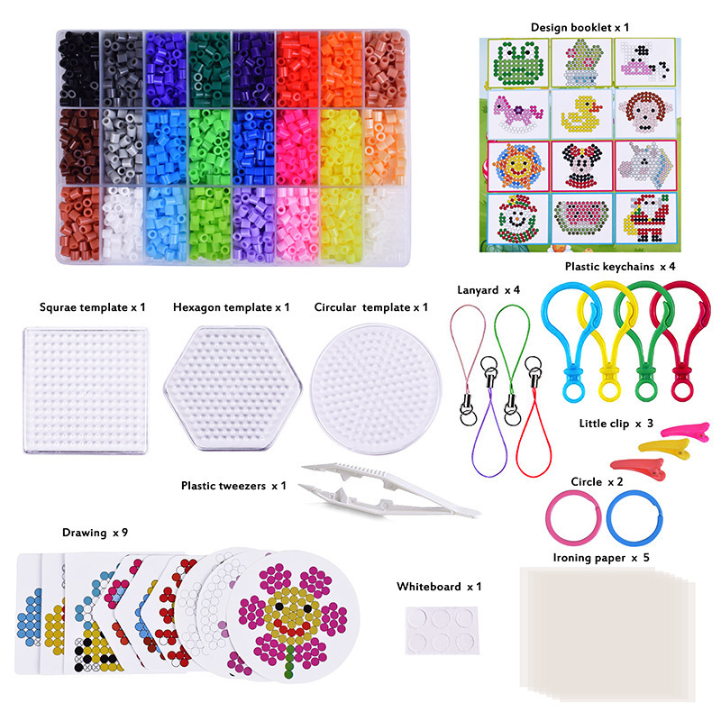 Wholesale New Products DIY Educational Toy Midi Beads Kit 2.6mm 5mm Fuse Beads Fruits Kit With Pattern And Pegboard