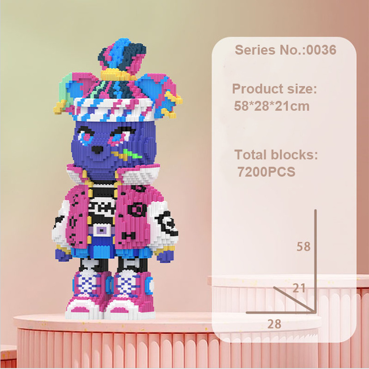 2024 New Design 3d Assembled 55cm Micro Building Block Bearbrick Set Diy Craft Kits Puzzle Toys For Kids And Adults Gifts