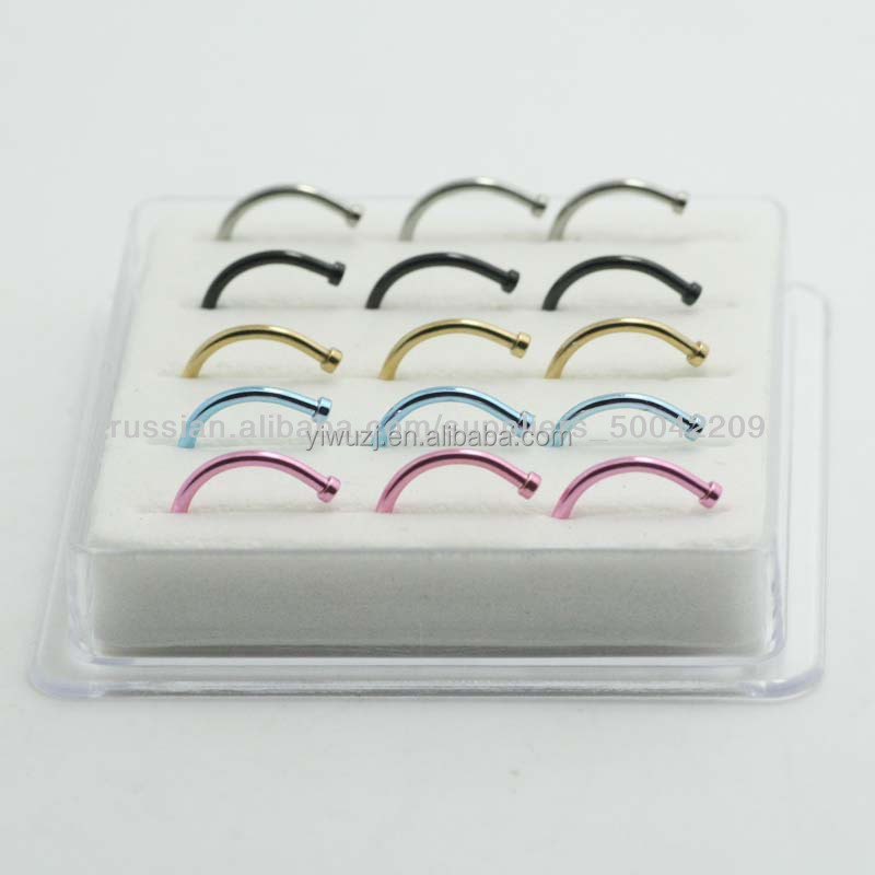 New Hot Charm box of 925 silver plain ball piercing nose ring