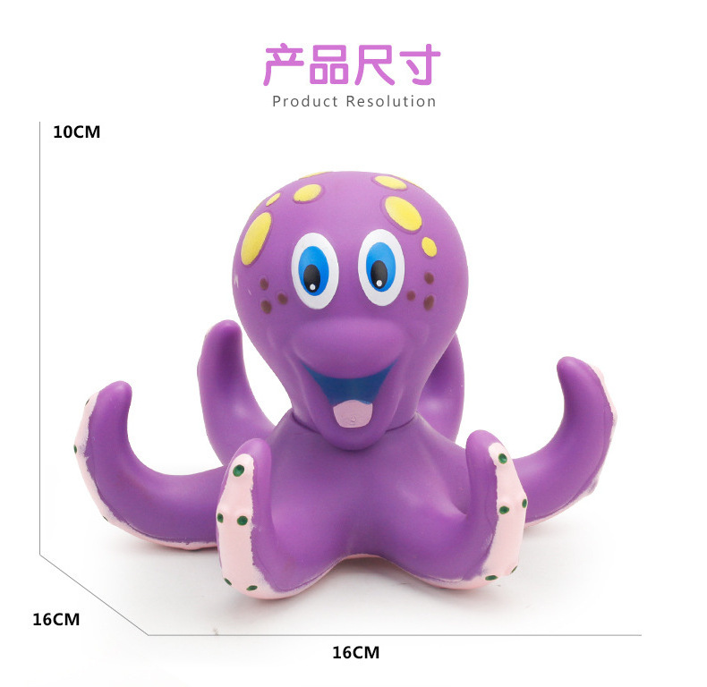 Rubber Octopus Bathing Shower Toys Floating Purple Octopus with 5 Hoopla Rings Interactive Bath Toy Wholesale