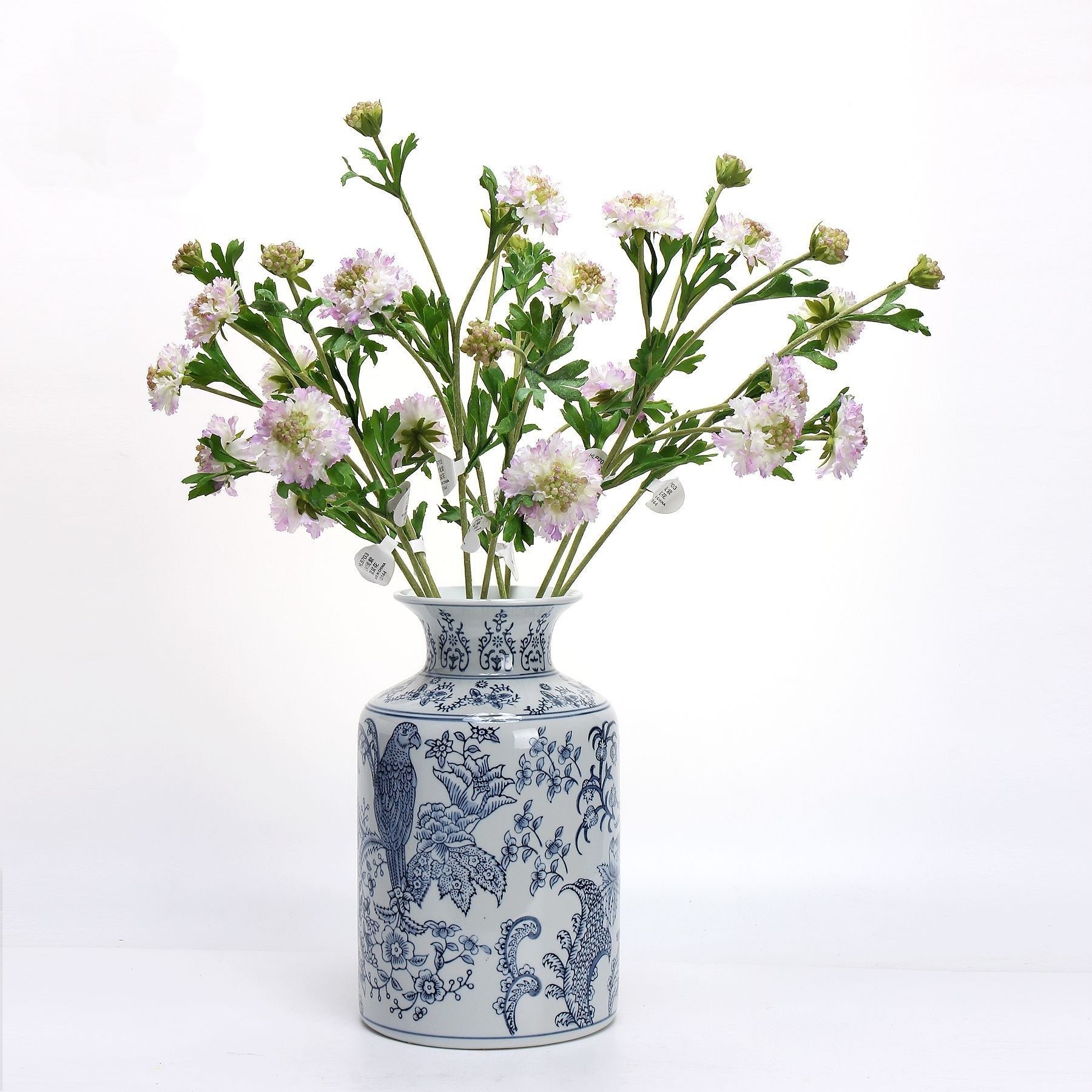 HLB703 ZUOYI 55CM Silk Cloth Artificial 3 Branch Blue Potted Flowers Pine Cordyceps For Flocking Collocation