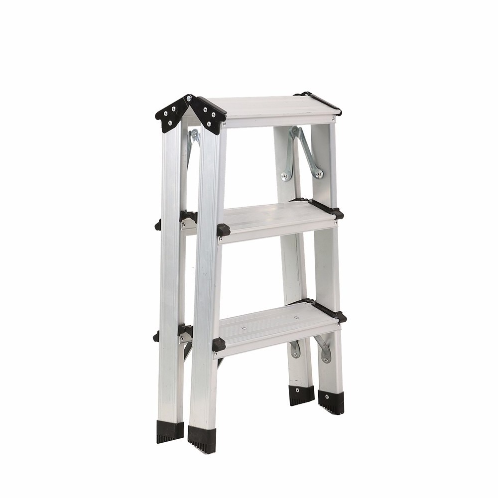 Factory Wholesale 3 Steps Double Side Aluminum Step Stool Ladder