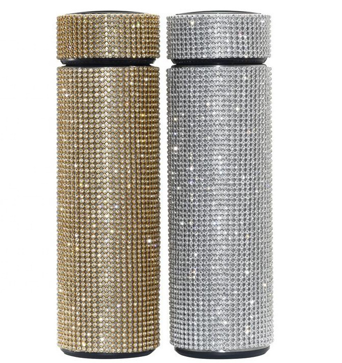 High Quality 750mL Dazzling Stylish Rhinestone Refillable Stainless Steel Water Bottle For Women