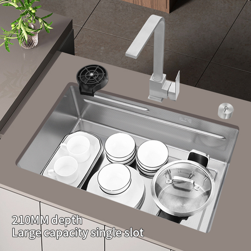 Honeycomb embossed sus304 stainless steel kitchen wash basin sink thickened sink hand large single sink under