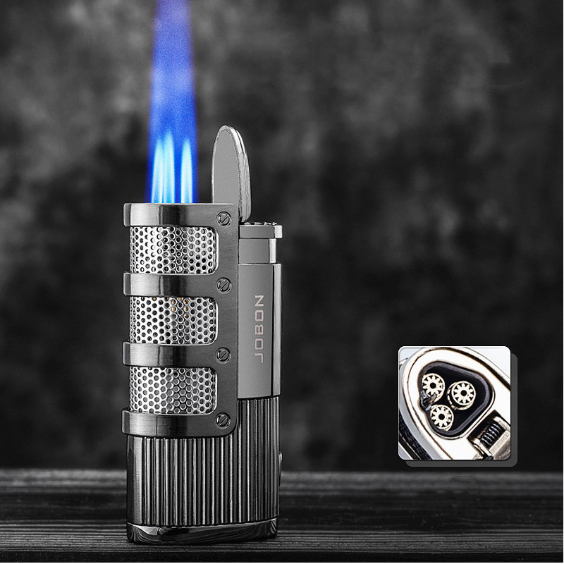 New Triple Torch Windproof Metal Lighter Jet Turbo Blue Flame Butane Gas Lighter Powerful Cigar Pipe Men's Cigarette Light